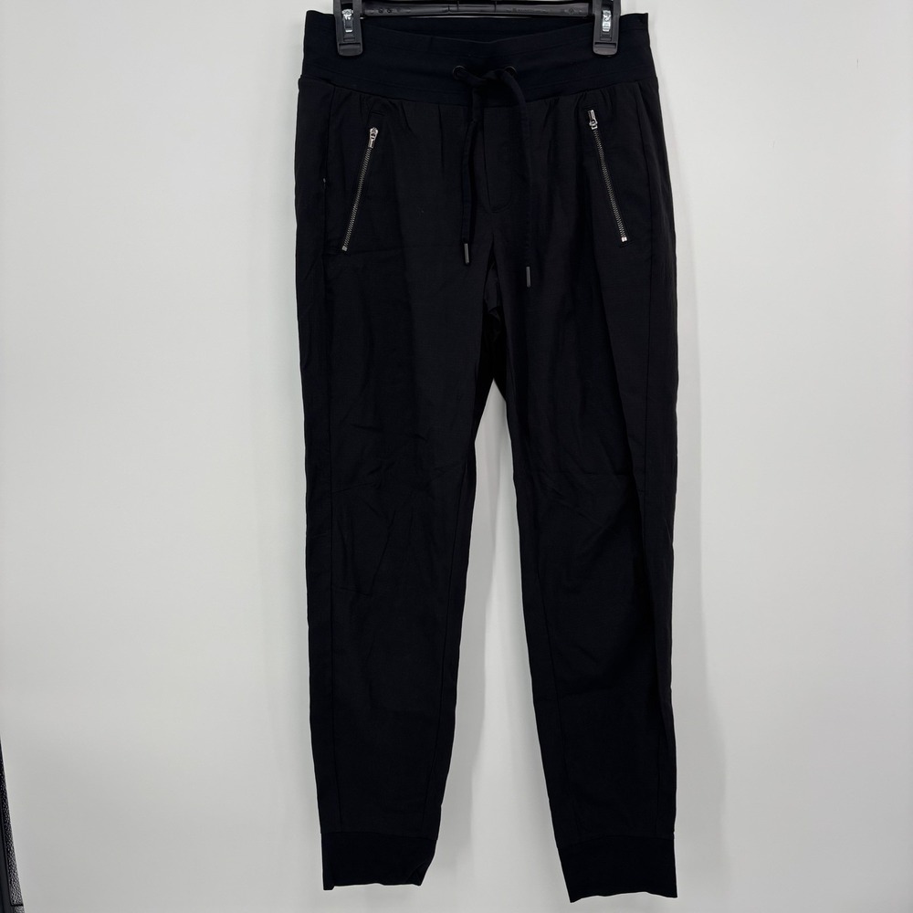 Athleta Trekkie North Jogger Pants Womens 4 Tall Black Drawstring Zip Pockets